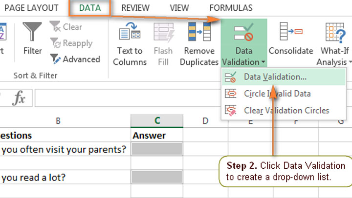 Adding Drop Down List In Excel